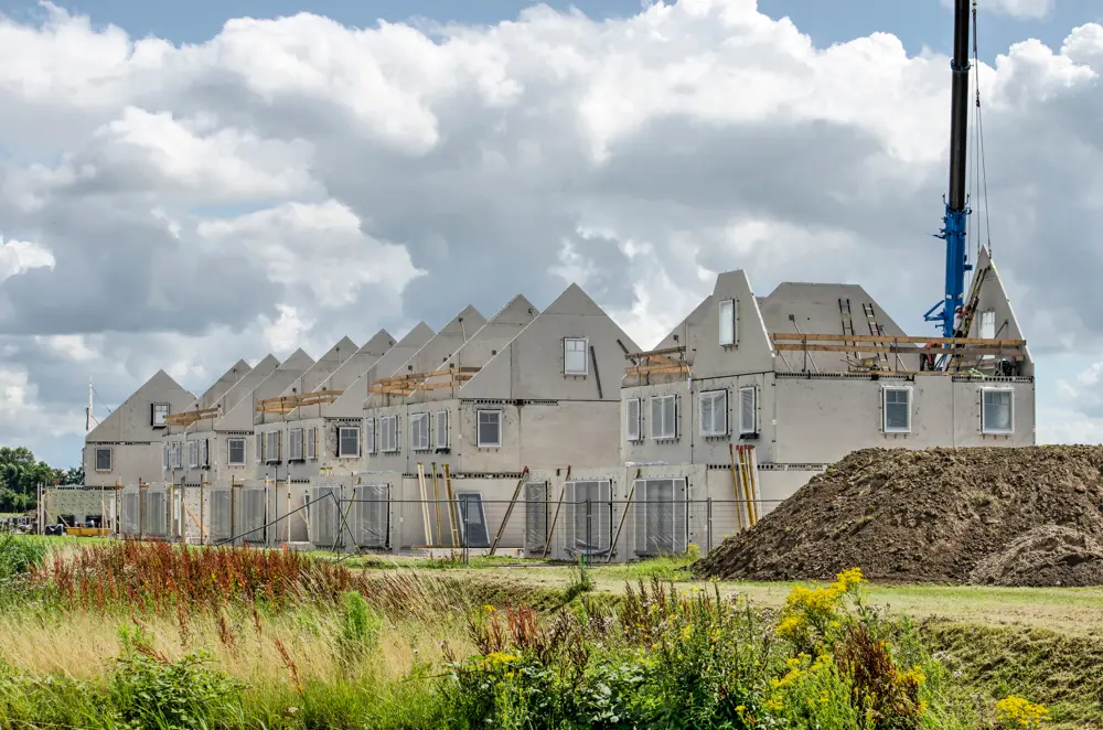 Nieuwbouwwoningen in aanbouw.